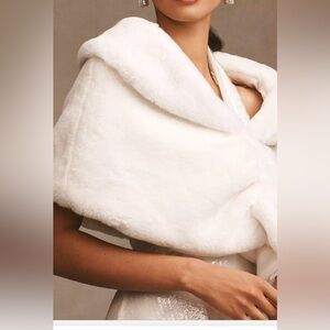 BHLDN Maxime Satin-Lined Faux Fur Wrap